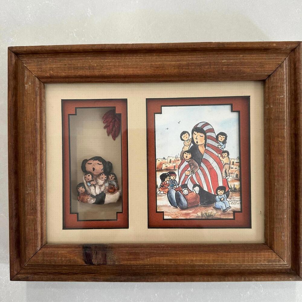 Vintage Laverne Elliott Storyteller Dolls Framed folk Art